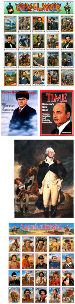 Mark Hess oil portrait Washington Civil War postage stamps